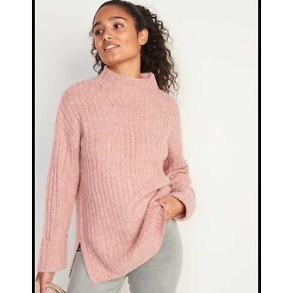 Old Navy Womens Pink Mock Neck Ribbed Tunic Sweater, 3x‎
